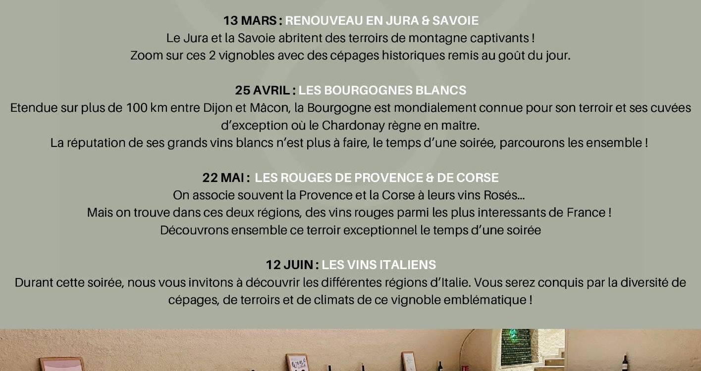 Programme des dégustations de janvier à juin 2025 Maizières-lès-Metz